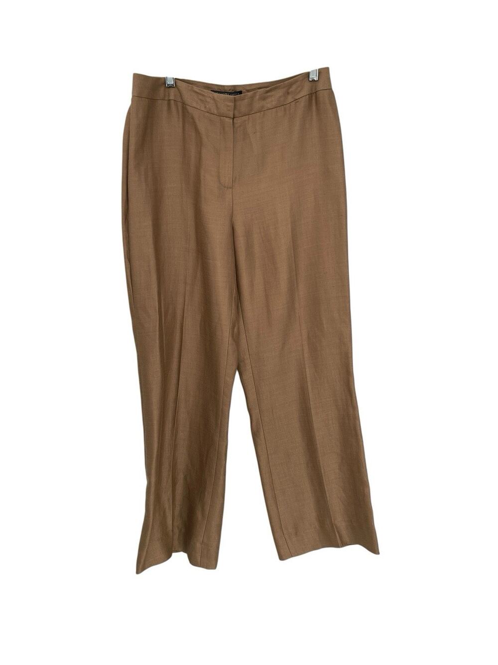 Lafayette 148 Dress Pants Brown Linen Straight Leg Professional Size 8